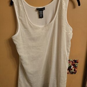 Apostrophe White Sequin Tank Top